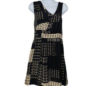 Anthropologie Leifsdottir Silk Dress Women's Size 4 Navy Cream V-Neck